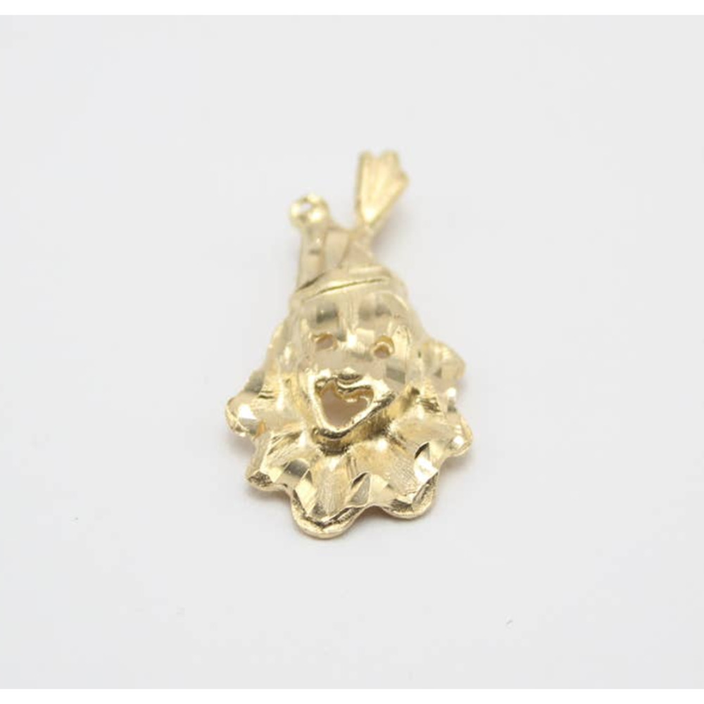 14K Yellow Gold Clown Head Pendant 1"